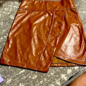 Brown leather skirt